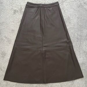 Dark Brown A-Line Maxi Leather Skirt